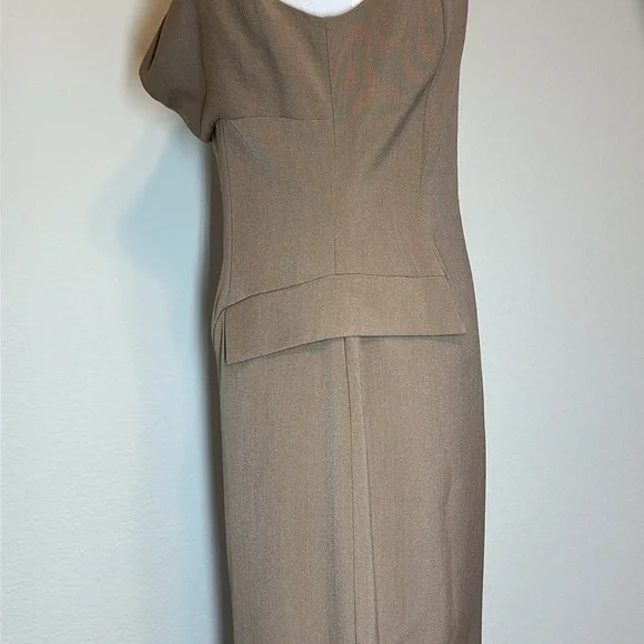 Boston Proper Cowl Neckline Sheath Dress Taupe Tan Size 10 - Picture 5 of 14